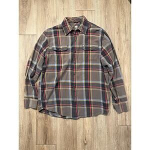 Mens Size Small Brown Plaid Timberland Flannel Shirt 100% Cotton